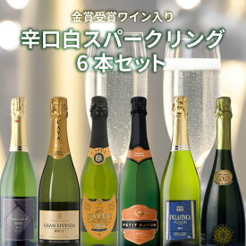 【6本セット送料無料】金賞受賞ワイン入り 辛口白スパークリングワイン6本セット※沖縄県は送料無料対象外＜ワインセット＞ 飲み比べセット スパークリング セット 辛口スパークリング [T.3554.0.SE]