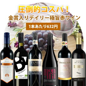【6本セット送料無料】圧倒的コスパ！金賞入りデイリー極旨赤ワイン6本セット＜ワインセット＞※沖縄県は送料無料対象外赤ワインセット 金賞ワイン コスパワイン デイリーワイン [T.3293.SE]