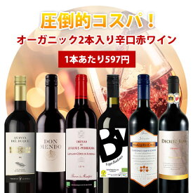 【6本セット送料無料】圧倒的コスパ！オーガニック2本入り辛口赤ワイン6本セット＜ワインセット＞※沖縄県は送料無料対象外赤ワインセット 金賞ワイン コスパワイン デイリーワイン [T.3089.SE]