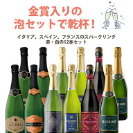 【12本セット送料無料】金賞入りの泡セットで乾杯！イタリア、スペインのスパークリング　赤・白の色とり…