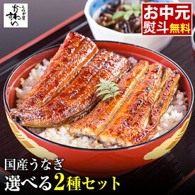 お中元 うなぎ 国産 送料無料 高評価レビュー4.7 うなぎ屋かわすい 選べる2種セット 夏ギフト グルメ ウナギ 鰻 蒲焼き ひつまぶし うな丼 うな重に 土用の丑の日 内祝いお返し 冷凍 土用丑 誕生日プレゼント 食べ物 喜ばれる 御中元 親戚 上司 うなぎ 2種
