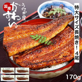 うなぎ 国産 かわすい 冷凍 送料無料 特大 うなぎ蒲焼き 170g×4本 【うなぎ屋かわすい】 グルメ ウナギ 鰻 蒲焼き ひつまぶし うな丼 内祝い 誕生日プレゼント 食べ物 喜ばれる 贈答 ギフト