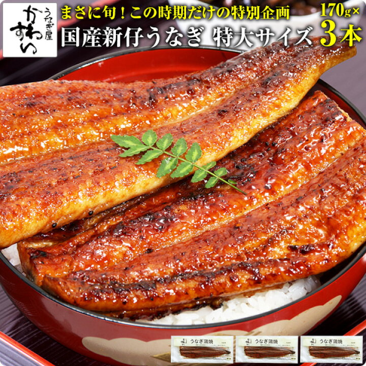 楽天市場】[受付は10月31日14時まで]国産特大新仔うなぎ蒲焼き 170g×3 