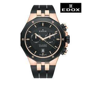 EDOX エドックス 10110-357RNCA-NIR 電池式クオーツ メンズ 腕時計 ウォッチ 時計 ゴールド色 ラバーストラップ 正規輸入品 メーカー保証付 誕生日プレゼント 男性 ギフト ブランド かっこいい もてる 送料無料