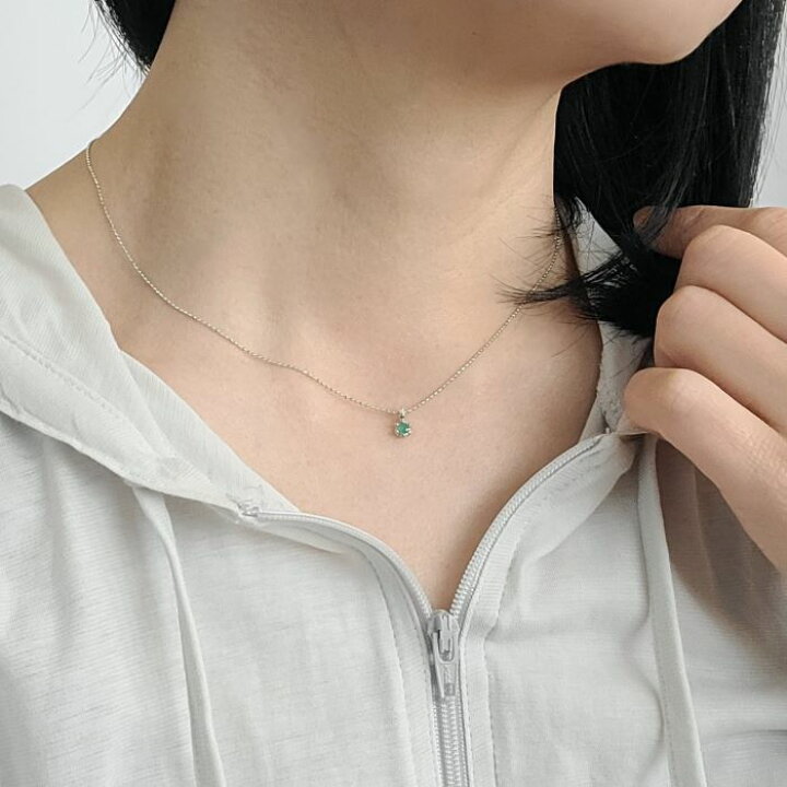 楽天市場】【5月誕生石】エメラルドネックレス K10WG エメラルドプチ 