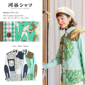 河谷シャツ Arena (アリーナ) カジュアル 長袖シャツ / k233-1110 / 全2色 グリーン ブルー 全6サイズ XS S M L XL XXL シャツ 長袖 メンズ レディース 男女兼用 ユニセックス / スポーツ パリ バスケット かわいい カジュアルシャツ