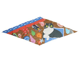 河谷シャツ 猫店長 (Cat Fishmonger) ひし形ストール / k253-0203 / オール / ワンサイズ（W150 × H50cm） / メンズ レディース ユニセックス / ハンカチ バンダナ スカーフ ストール ハンカチーフ ネクタイ おしゃれ 贈り物 ギフト プレゼント