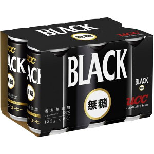 UCC ブラック無糖 コーヒー 缶コーヒー 185ml×6本