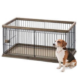 アイリスオーヤマ 犬 サークル ウッディサークル ロータイプ ブラウン 中型犬用 幅120×奥行66.5×高さ55.5cm PWSR-1260L