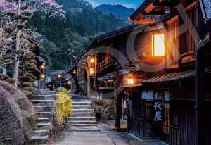 エポック社(EPOCH) 300ピース ジグソーパズル 日本風景 宵の妻籠宿-長野 (26×38cm) 28-047s のり付き ヘラ付き 点数券付き