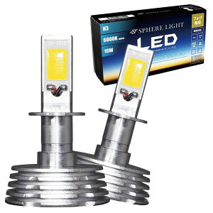 スフィアライト フォグランプ LED 車用 H3 6000K ホワイト 4800lm 12V 車検対応 ファンレス 簡単取付 ノイズ対策 防水 防塵 角度調整 補助灯 SPHERELIGHT SHKPB060