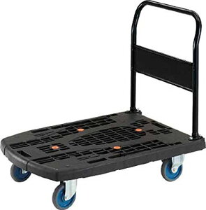 TRUSCO(トラスコ) 大型樹脂台車 カルティオビッグ ブラック 900x620 固定ハンドル ストッパー付 MPK900BKS 折りたたみ 軽量 静か 静音