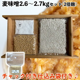 味噌作りセット 麦味噌2.6〜2.7kg　2倍麹甘口　(仕込み袋付き)