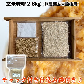 味噌作りセット 無農薬玄米麹の米味噌2.6kg　2倍麹　(仕込み袋付き)