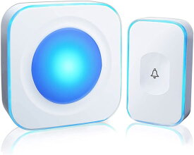 ワイヤレスチャイム 呼び鈴 玄関チャイム ドアホン・インターホン 音と光で呼び出し 7色提示led 36曲選択 4段階音量調節 防水防塵 300M無線範囲 タッチセンサー 介護 ドアベル インターホン 大音量 0dB～120dB調整可能 電池式 プラグ式 受信機1個 送信機1個