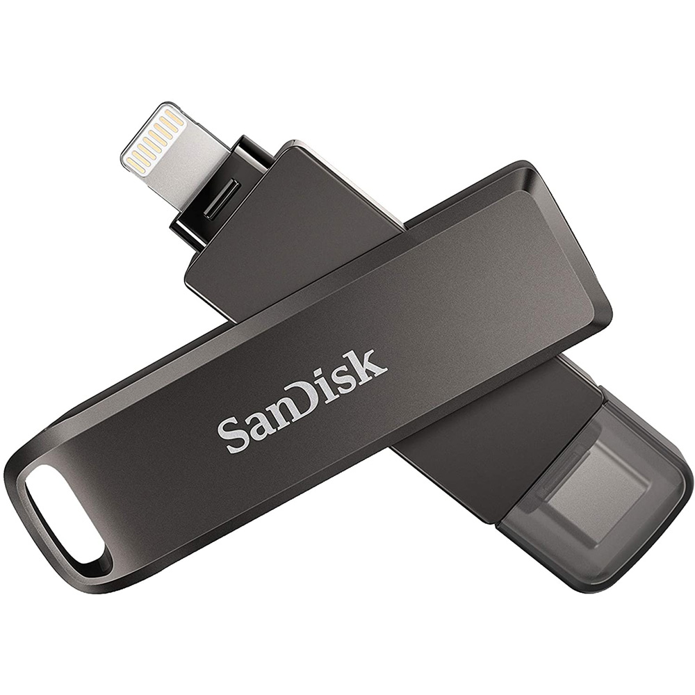 USBメモリ USB 128GB iXpand Flash Drive Luxe SanDisk サンディスク iPhone iPad PC用 Lightning   USB3.1-C 回転式 海外リテール SDIX70N-128G-GN6NE ◆メ