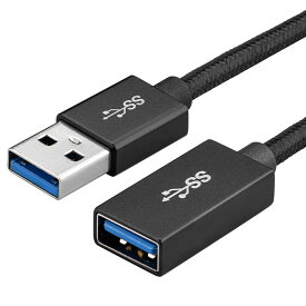 USB延長ケーブル USB3.0 5Gbps/s 充電/データ転送用 1m miwakura 美和蔵 USB-Aオス - USB-Aメス 強靭メッシュ 100cm ブラック MCA-ATAF100G1 ◆メ