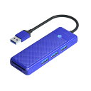 USB ハブ USB3.0 3ポート+USB3.0カードリーダー ORICO オリコ 高速 5Gbps バスパワー USB-A ×3 / SDスロット ×1 / microSDスロット ×1 USB-Aケーブル(15cm) ブルー 海外リテール PAPW3AT-U3-015-BL-EP ◆メ