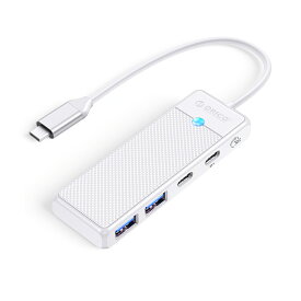 USB ハブ 4ポート USB3.0 HUB 急速充電 PD100W ORICO オリコ 高速 5Gbps バスパワー USB-A ×2 / Type-C ×1 / PD Type-C ×1 USB-Cケーブル(15cm) ホワイト 海外リテール PAPW2AC-C3-015-WH-EP ◆メ