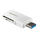 SD/microSDカードリーダーライター USB3.0 BUFFALO バッファロー 高速転送 USB-A キャップ式 ケーブルレス Win/Mac/PS4対応 ホワイト BSCR27U3WH ◆メ