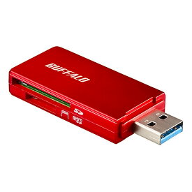 SD/microSDカードリーダーライター USB3.0 BUFFALO バッファロー 高速転送 USB-A キャップ式 ケーブルレス Win/Mac/PS4対応 レッド BSCR27U3RD ◆メ