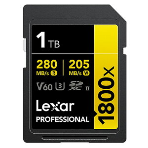 SDJ[h 1TB UHS-II SDXC Lexar LT[ Professional GOLD 1800x Class10 UHS-II U3 V60 R:280MB/s W:205MB/s COe[ LSD1800001T-BNNNG  yyVWz