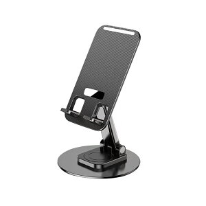 スマホスタンド タブレットスタンド 折り畳み式 360度回転 滑り止め加工 金属製 耐荷重1kg バルク扱い(初期不良保証のみ) ブラック SE-STPP4129-BK ◆メ