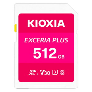 SDJ[h 512GB SDXC KIOXIA LINVA EXCERIA PLUS A 4K Class10 UHS-I U3 V30 R:100MB/s W:85MB/s {pbP[W KSDH-A512G 