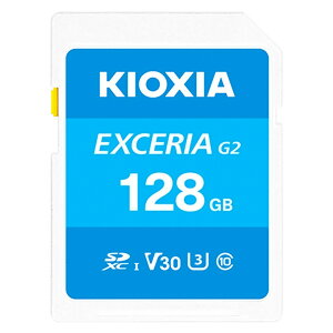 SDJ[h 128GB SDXCJ[h KIOXIA LINVA Ń EXCERIA G2 Class10 UHS-I U3 V30 R:100MB/s W:50MB/s COe[ LNEX2L128GG4 