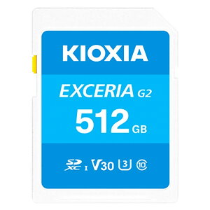 SDJ[h 512GB SDXCJ[h KIOXIA LINVA Ń EXCERIA G2 Class10 UHS-I U3 V30 R:100MB/s W:50MB/s COe[ LNEX2L512GG4 