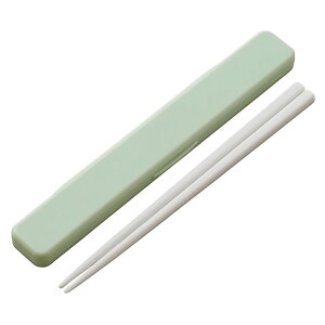 弁当用箸 音のならない箸 箸箱セット くすみグリーン SKATER スケーター 大人 子供 箸18cm 横開き 防音クッション付 抗菌 58432-9-ABC3AG ◆メ