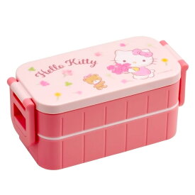 弁当箱 ハローキティ フラワーリース タイトランチボックス2段 SKATER スケーター 抗菌 容量600ml(上下計) 15cmのお箸付き 電子レンジ対応 655944-YZW3AG ◆宅 【楽天ロジ発送】