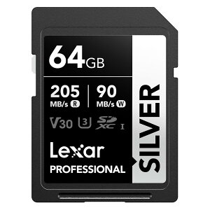 SDJ[h 64GB SDXC Lexar LT[ Professional SILVER Class10 UHS-I U3 V30 R:205MB/s W:90MB/s COe[ LSDSILV064G-BNNNG 