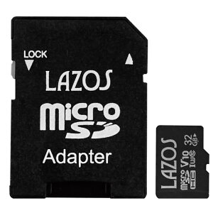 }CNSDJ[h 32GB ϋv microSDHC LAZOS [_[fBAeNm CLASS10 UHS-I R:100MB/s W:50MB/s SDA_v^t {pbP[W L-B32MSD10-U3V10 