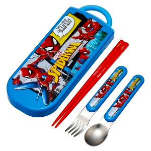 弁当用箸 トリオセット スパイダーマン 25 SKATER スケーター 子供 箸16.5cm/スプーン・フォーク13cm スライド式 名前シール付 689413-TACC2AG ◆メ