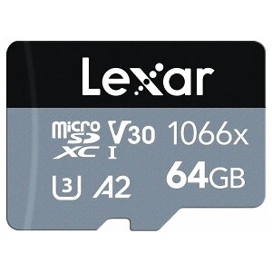 }CNSDJ[h microSDXC 64GB Lexar LT[ Professional Silver 1066x Class10 UHS-1 U3 V30 A2 R:160MB/s W:70MB/s COe[ LMS1066064G-BNANJ 