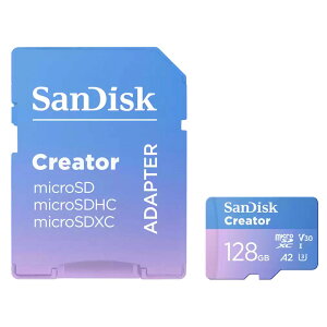 }CNSDJ[h 128GB microSDXC SanDisk TfBXN Creator Class10 UHS-I U3 V30 A2 R:190MB/s W:90MB/s SDA_v^t COe[ SDSQXAA-128G-GN6MS 