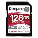 SDカード 128GB UHS-II SDXC Kingston キングストン Canvas React Plus Class10 UHS-II U3 V60 4K R:280MB/s W:100MB/s 海外リテール SDR2V6/128GB ◆メ