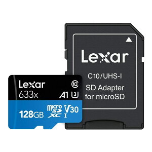 }CNSDJ[h 128GB microSDXC Lexar LT[ 633x Class10 UHS-1 U3 V30 A1 R:100MB/s W:45MB/s SDA_v^t COe[ LSDMI128BB633A 