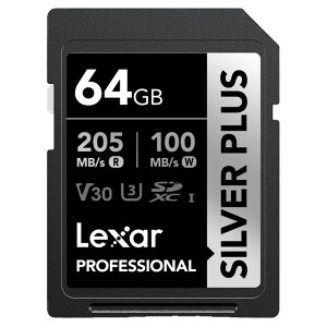 SDJ[h 64GB SDXC Lexar LT[ Professional SILVER PLUS Class10 UHS-I U3 V30 R:205MB/s W:100MB/s COe[ LSDSIPL064G-BNNNG 