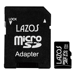 }CNSDJ[h 256GB ϋv microSDXC LAZOS [_[fBAeNm CLASS10 UHS-I R:100MB/s W:50MB/s SDA_v^t {pbP[W L-B256MSD10-U3V10 