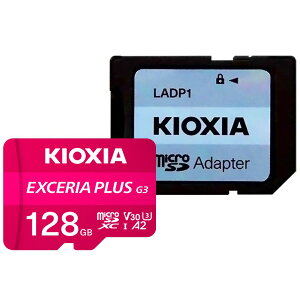 }CNSDJ[h 128GB microSDXC KIOXIA LINVA EXCERIA PLUS G3 CLASS10 UHS-I U3 V30 A2 R:210MB/s W:90MB/s SDA_v^t COe[ LMPL3M128GG2 