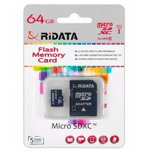 }CNSDJ[h 64GB microSDXC RiDATA Cf[^ CLASS10 UHS-I U1 R:80MB/s SDA_v^t COe[ RI-MSD064G 