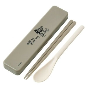 弁当用箸 ミッキーマウス シンプルロゴ 音のならないコンビセット SKATER スケーター 子供 箸/スプーン18cm すべり止め加工(箸先端) 収納ケース 708923-CCS3SA ◆メ