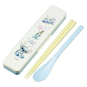 弁当用箸 スティッチ ハグ ディズニー 音のならないコンビセット SKATER スケーター 子供 箸/スプーン18cm すべり止め加工(箸先端) 収納ケース 722240-CCS3SA ◆メ