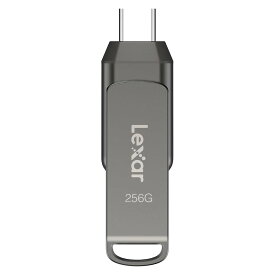 USBメモリ 256GB USB3.2 Gen1-A/Type-C 両コネクタ搭載 Lexar レキサー JumpDrive Dual D400 2in1 R:130MB/s 回転式 海外リテール LJDD400256G-BNQNG ◆メ