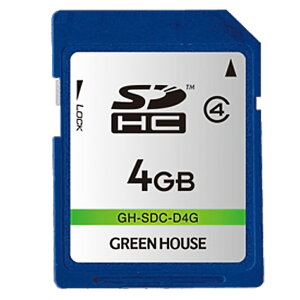SD�J�[�h 4GB SDHC GREEN HOUSE �O���[���n�E�X Class4 R:20MB/s W:10MB/s �~�j�P�[�X�t ���{��p�b�P�[�W GH-SDC-D4G ����