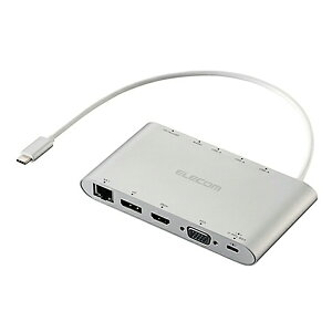 �h�b�L���O�X�e�[�V���� 11in1 4��ʃ}���`���j�^�[ ELECOM �G���R�� Displayport HDMI D-sub 4��3.5mm SD+microSD LAN �V���o�[ DST-C28SV ����
