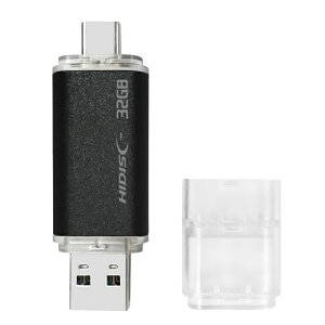 USB������ USB 32GB �X�}�z�EPC�Ŏg���� HIDISC �n�C�f�B�X�N USB3.2 Gen2 Type-C / USB-A���R�l�N�^���� �L���b�v�� �u���b�N HDUF136C32G3C ����
