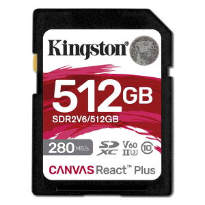 SD�J�[�h 512GB UHS-II SDXC Kingston �L���O�X�g�� Canvas React Plus Class10 UHS-II U3 V60 4K R:280MB/s W:150MB/s �C�O���e�[�� SDR2V6/512GB ���R